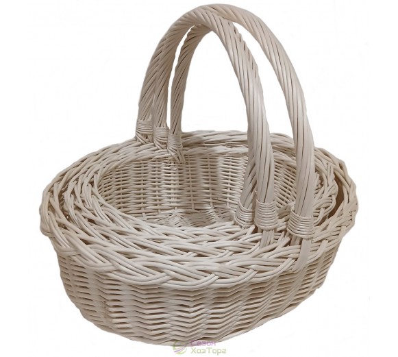 Плетеные белые корзины из лозы Польша (набор из 3 шт)