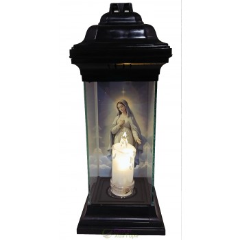 Лампадка Каплычка черная витражная с led-свечой "Дева Мария"
