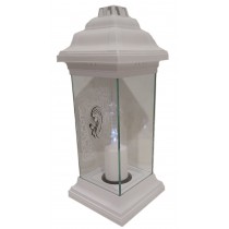 Лампадка Каплычка белая витражная с led-свечой "Молитва"