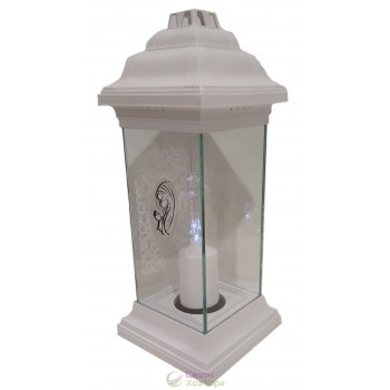 Лампадка Каплычка белая витражная с led-свечой "Молитва"