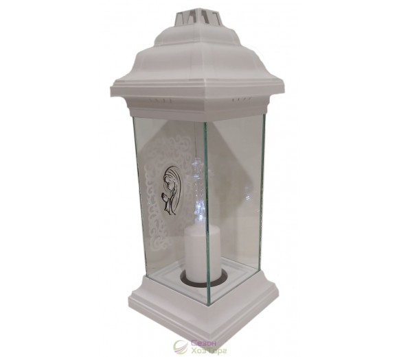 Лампадка Каплычка белая витражная с led-свечой "Молитва"
