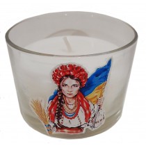 Cвеча-стакан с патриотичным рисунком