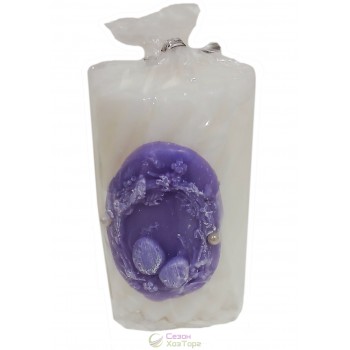 Пасхальная свеча-столбик из парафина с рисунком 8х5см