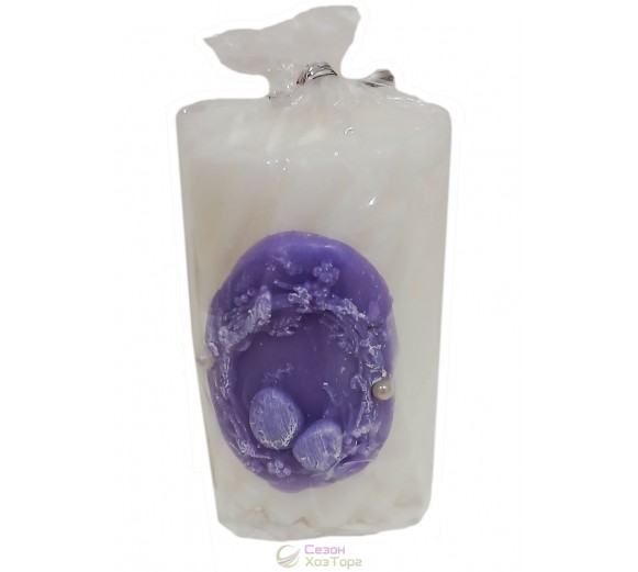 Пасхальная свеча-столбик из парафина с рисунком 8х5см