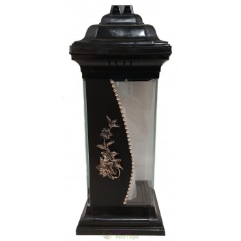 Лампадка стеклянная на 120 часов Каплычка черная "Нарциссы"