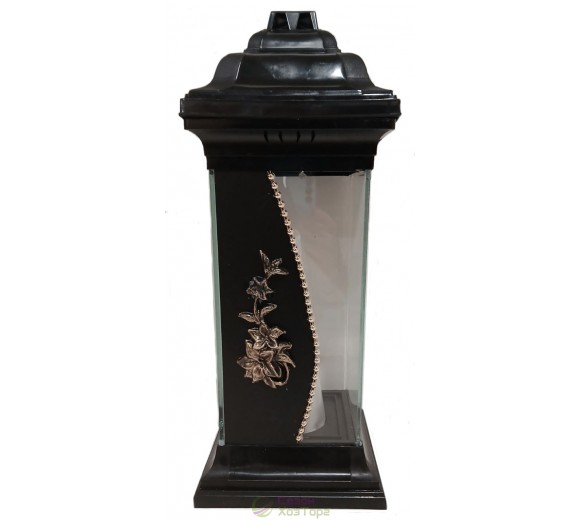 Лампадка стеклянная на 120 часов Каплычка черная "Нарциссы"