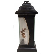 Лампадка стеклянная на 120 часов Каплычка черная "Роза 2-ка"