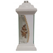 Лампадка стеклянная на 120 часов Каплычка белая "Роза 3-ка"