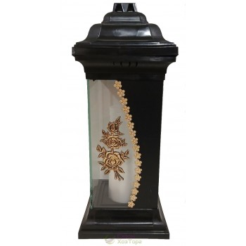 Лампадка стеклянная на 120 часов Каплычка черная "Роза 3-ка"