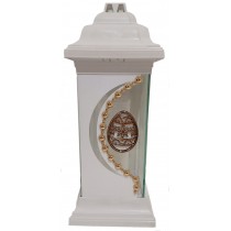 Лампадка стеклянная на 120 часов Каплычка белая Пасхальная