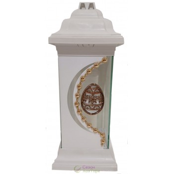 Лампадка стеклянная на 120 часов Каплычка белая Пасхальная