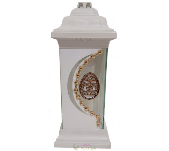 Лампадка стеклянная на 120 часов Каплычка белая Пасхальная
