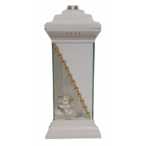 Лампадка стеклянная на 120 часов Каплычка белая "Ангел лепка"