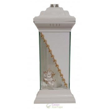 Лампадка стеклянная на 120 часов Каплычка белая "Ангел лепка"