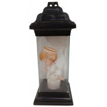 Лампадка стеклянная на 120 часов Каплычка черная Ангел рисунок