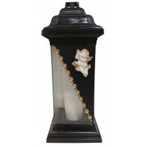 Лампадка стеклянная на 120 часов Каплычка черная "Ангел лепка"