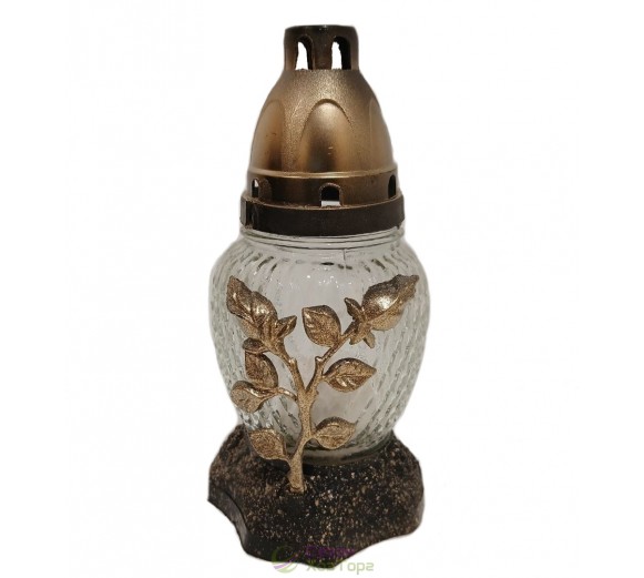 Лампадка стеклянная на 18 часов "Роза золотая"  