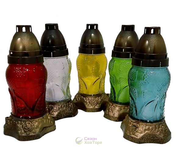 Лампадка стеклянная на 18 часов "Сердце микс"