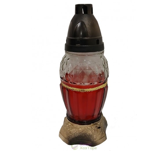 Лампадка стеклянная на 20 часов Лента красная