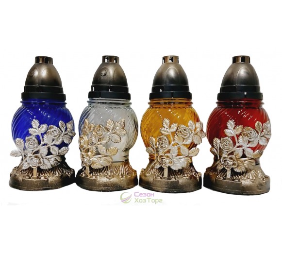 Лампадка стеклянная на 24 часа "Роза"  