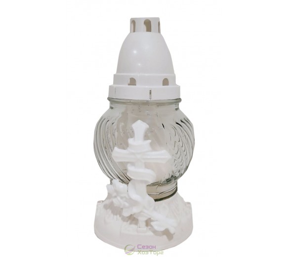 Лампадка скляна на 24 години "Хрест білий" 