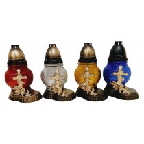 Лампадка стеклянная на 24 часа "Крест микс"  