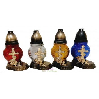 Лампадка стеклянная на 24 часа "Крест микс"  