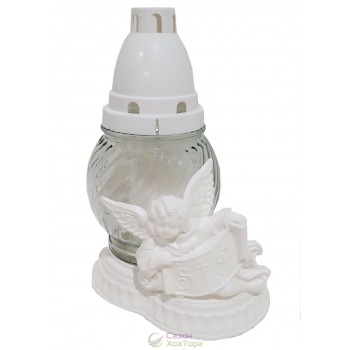 Лампадка стеклянная на 24 часа "Ангел белый" 