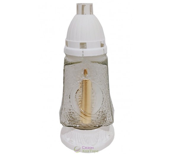 Лампадка стеклянная на 36 часов "Свеча" прозрачная