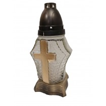 Лампадка стеклянная на 36 часов "Крест 3D" прозрачная