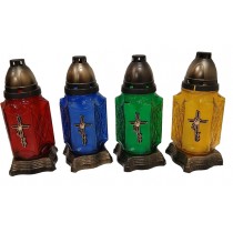 Лампадка стеклянная на 36 часов  "Каплычка Микс с крестом"  