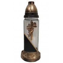 Лампадка стеклянная на 36 часов  "День-ночь/крест с рукой"