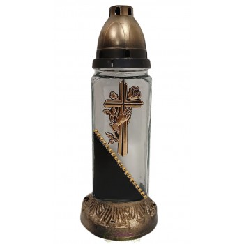 Лампадка стеклянная на 36 часов  "День-ночь/крест с рукой"