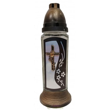 Лампадка стеклянная на 36 часов  "Крест/Волна"