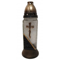 Лампадка стеклянная на 36 часов  "День-ночь/Крест волнистый"