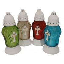 Лампадка стеклянная на 36 часов  Микс с белым крестом