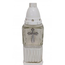 Лампадка стеклянная на 48 часов "Крест/квадрат белый"