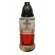 Лампадка скляна на 48 годин "Хрест/квадрат червоний"