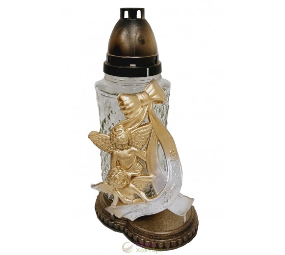 Лампадка стеклянная на 48 часов "Ангел с бантом"  