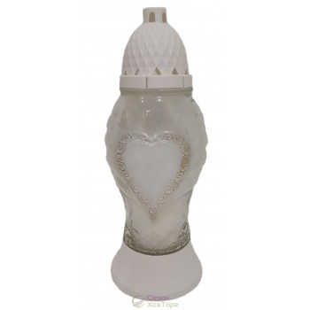 Лампадка стеклянная на 48 часов "Сердце перламутр"