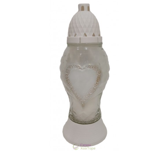 Лампадка стеклянная на 48 часов "Сердце перламутр"