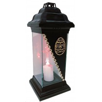 Лампадка Каплычка черная витражная с led-свечой "Пасха"