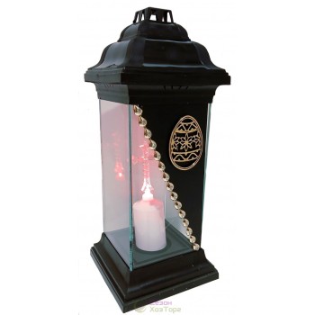 Лампадка Каплычка черная витражная с led-свечой "Пасха"