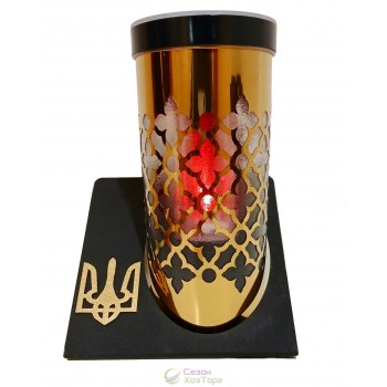 Лампадка на солнечной батарее, золотая, на подставке "Герб" 24,5см