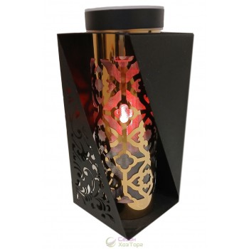 Лампадка на солнечной батарее в черно-золотом дизайне, 24 см