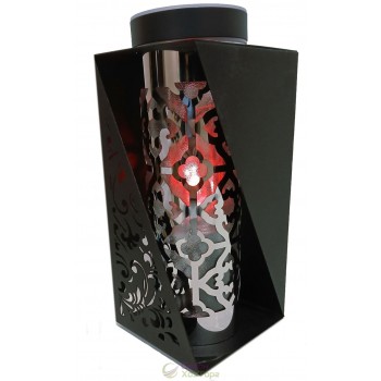 Лампадка на солнечной батарее в черно-серебряном дизайне, 24 см