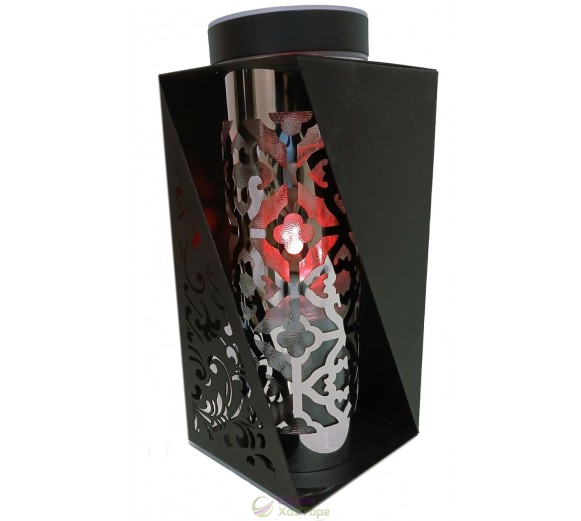 Лампадка на солнечной батарее в черно-серебряном дизайне, 24 см