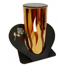 Лампадка на солнечной батарее, золотая, на подставке "Сердце" 24,5см