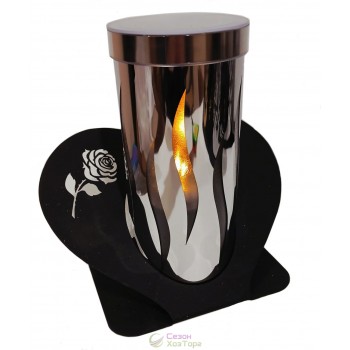 Лампадка на солнечной батарее, серебряная, на подставке "Сердце" 24,5см