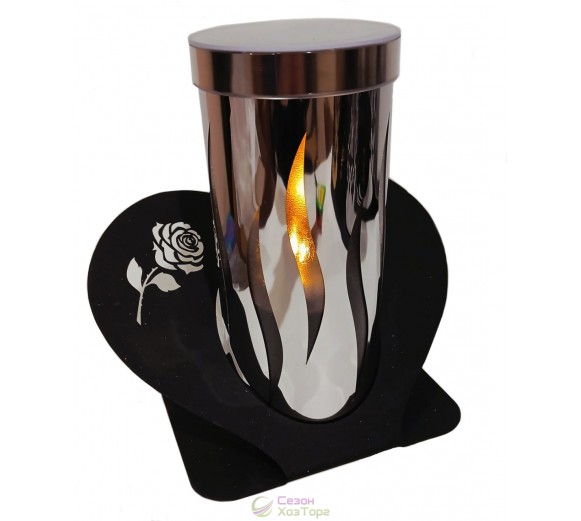 Лампадка на солнечной батарее, серебряная, на подставке "Сердце" 24,5см